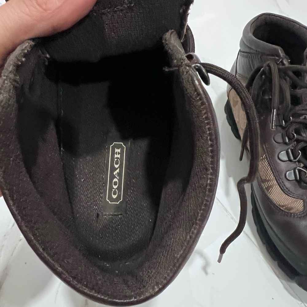 Coach Hanna logo Brown leather Boots 7.5 - Picture 9 of 11